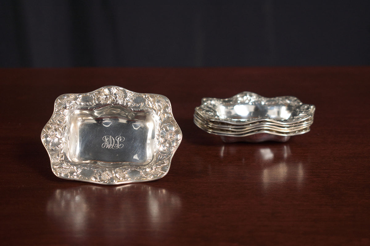 Set of Six Sterling Silver Sauce Plates