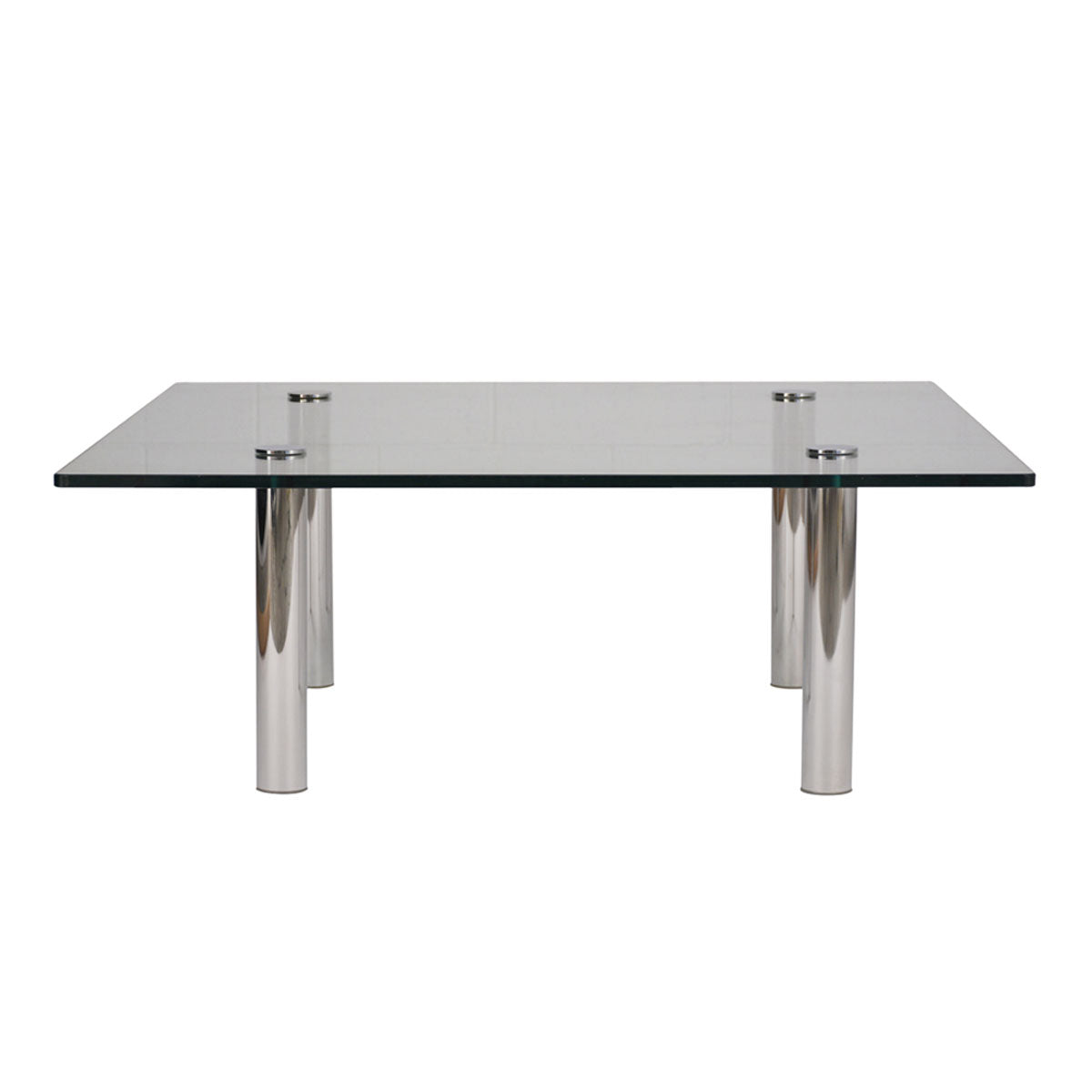 Vintage 1970s Mid-Century Modern Chrome Glass Coffee Table