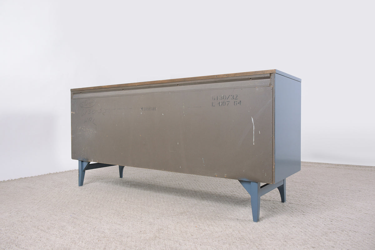 1960s Broyhill Brasilia Blue Lacquered Mid-Century Credenza - Elegantly Restored