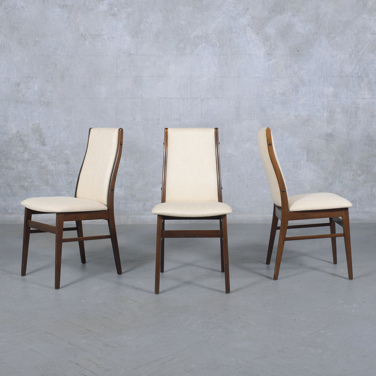 Restored Danish Modern Teak Dining Chairs: Sleek Elegance & Comfort