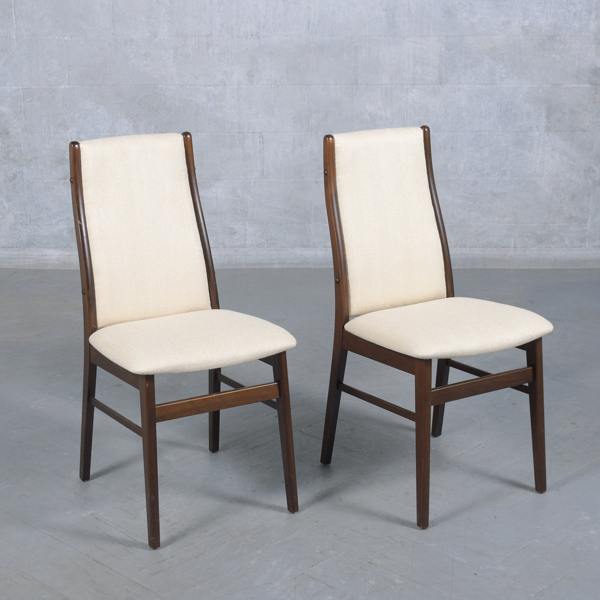 Restored Danish Modern Teak Dining Chairs: Sleek Elegance & Comfort