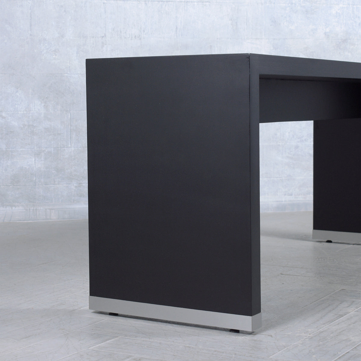 Restored Mid-Century Ebonized Modern Sofa Console