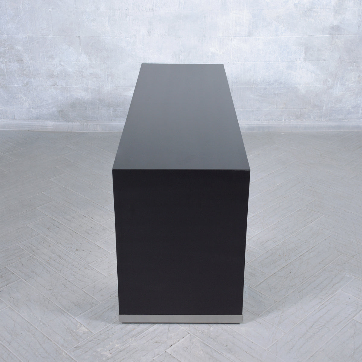 Restored Mid-Century Ebonized Modern Sofa Console
