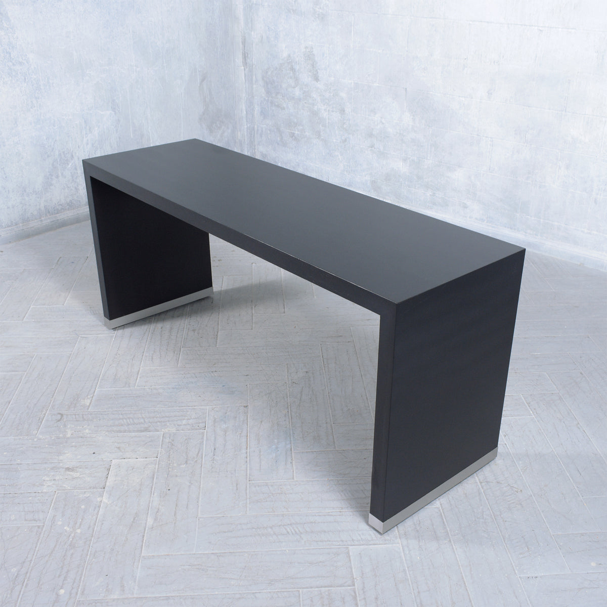 Restored Mid-Century Ebonized Modern Sofa Console