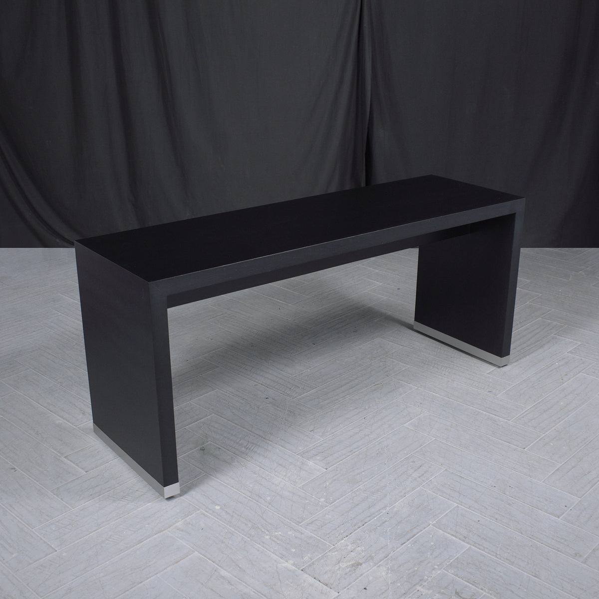 Restored Mid-Century Ebonized Modern Sofa Console