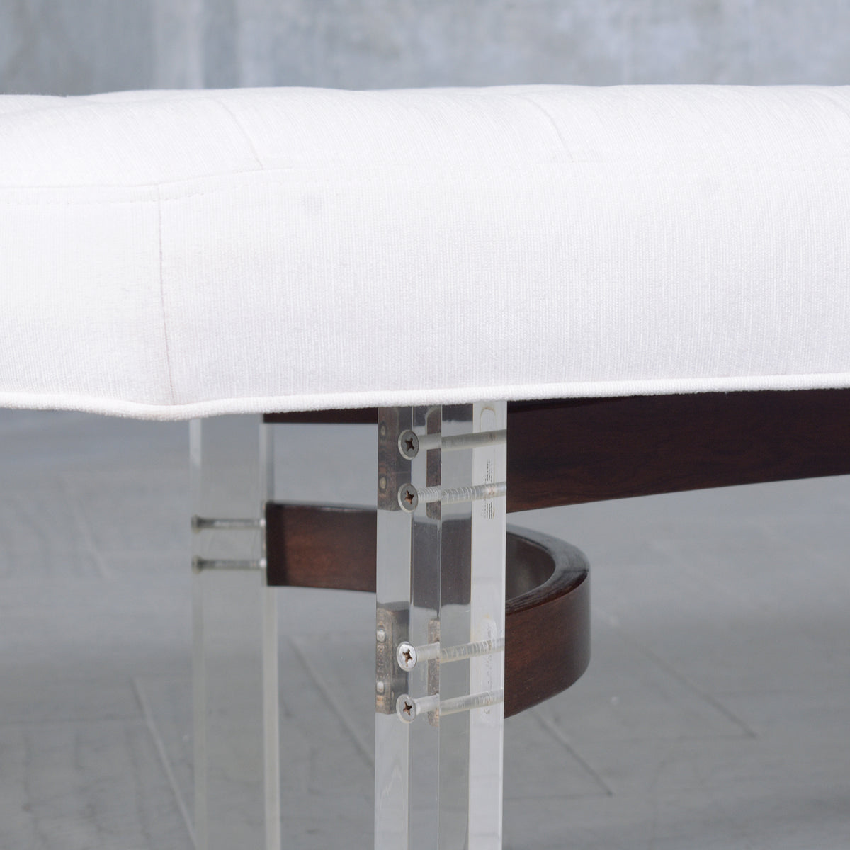 Restored Mid-Century Rosewood & Lucite Bench