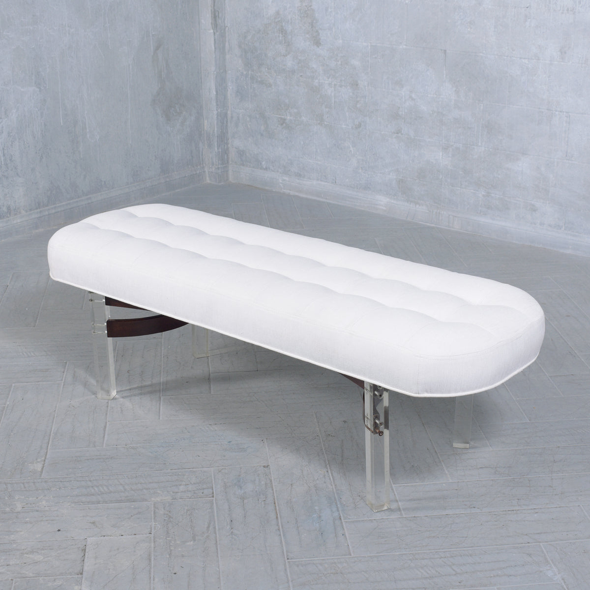 Restored Mid-Century Rosewood & Lucite Bench
