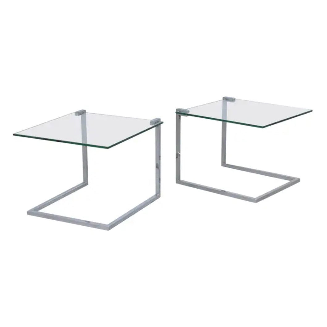 Vintage Mid-Century Chrome & Glass End Tables