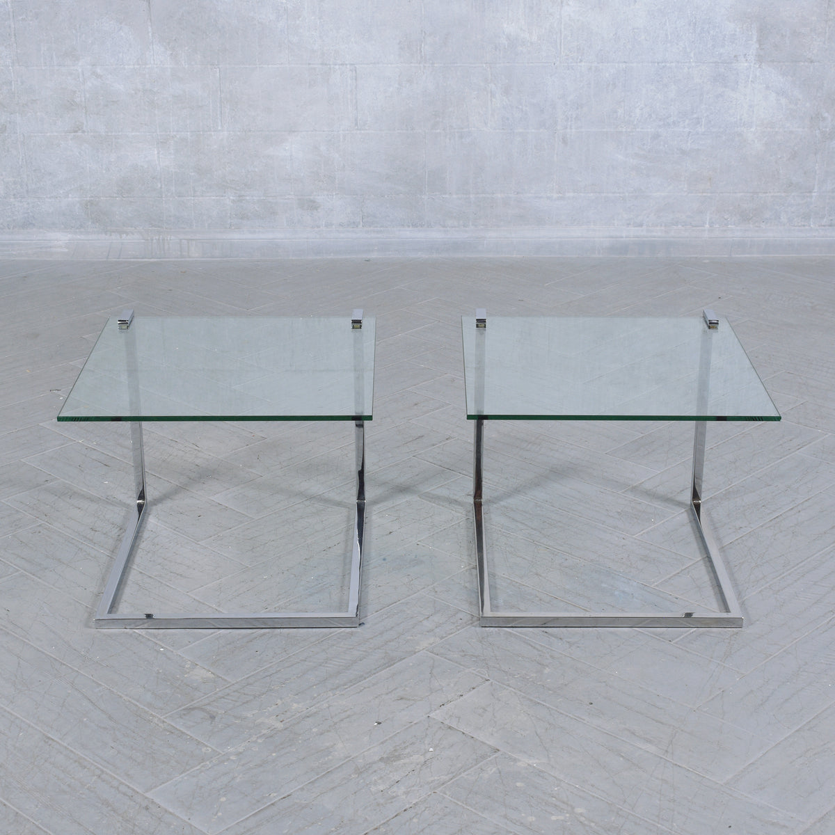 Vintage Mid-Century Chrome & Glass End Tables
