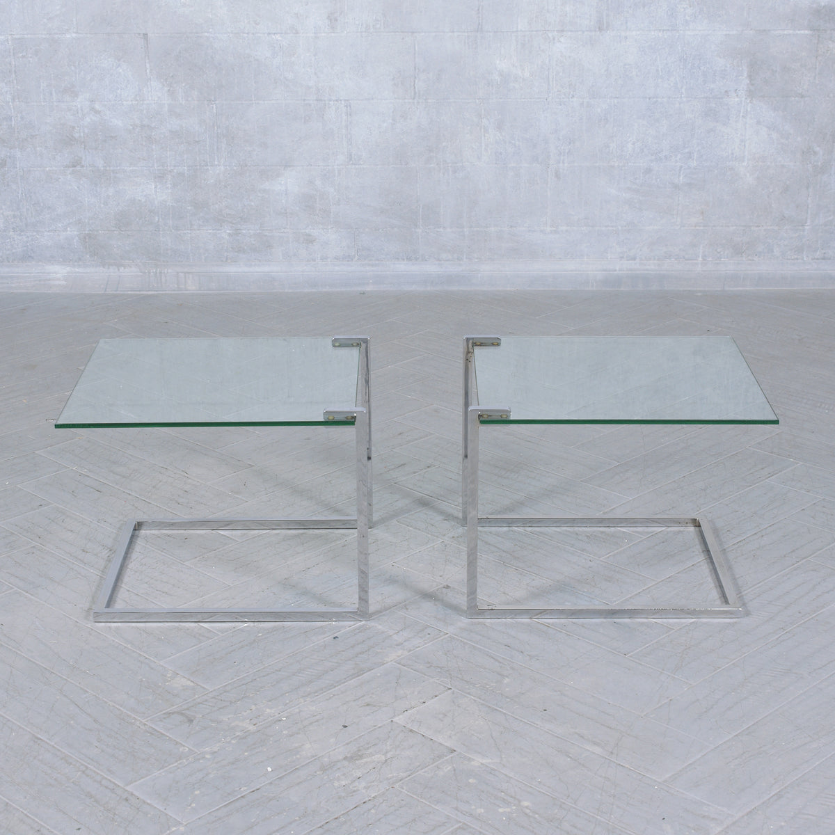 Vintage Mid-Century Chrome & Glass End Tables