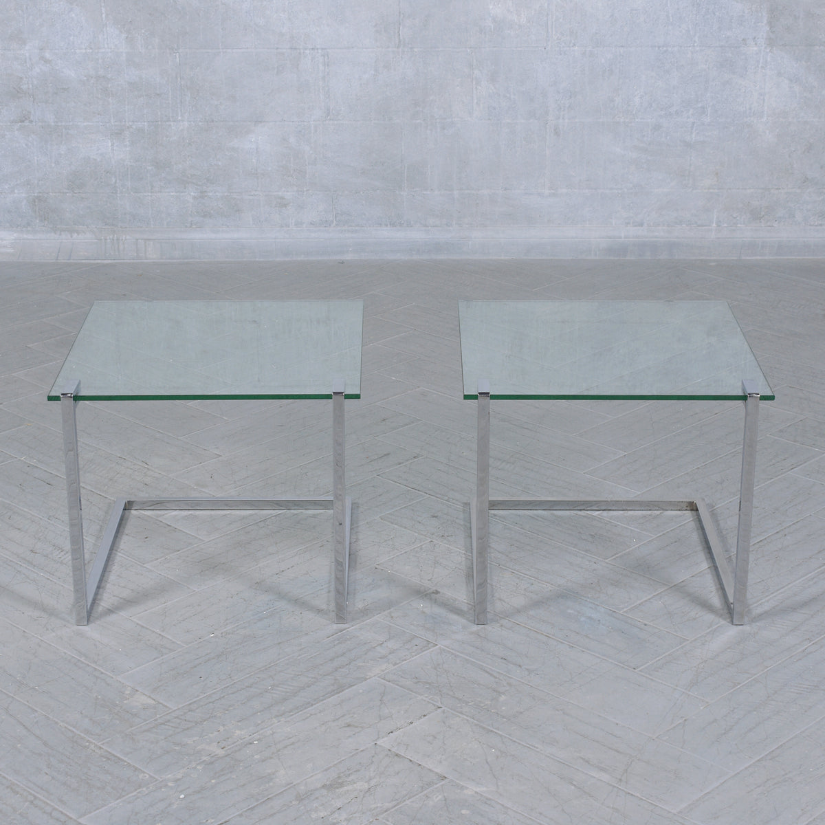 Vintage Mid-Century Chrome & Glass End Tables