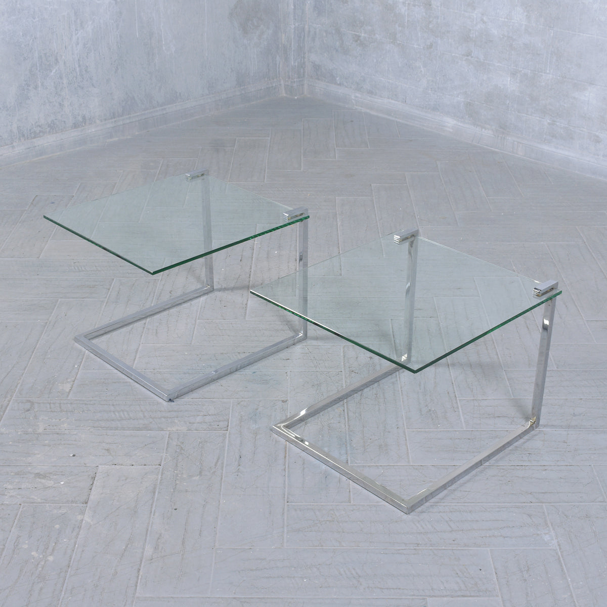 Vintage Mid-Century Chrome & Glass End Tables