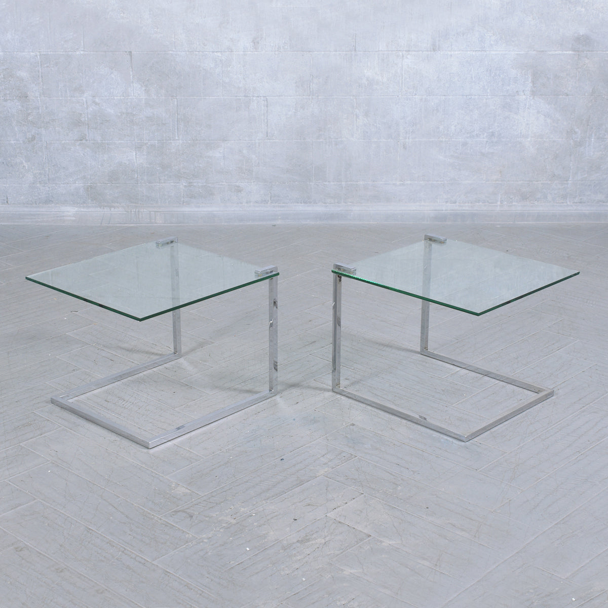 Vintage Mid-Century Chrome & Glass End Tables