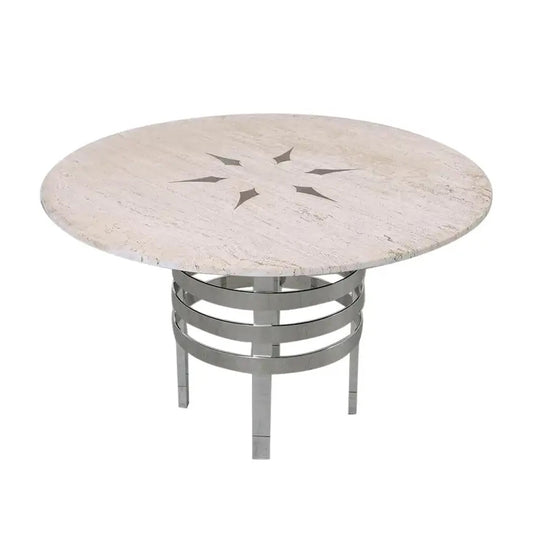 Vintage Travertine Top Dining Table