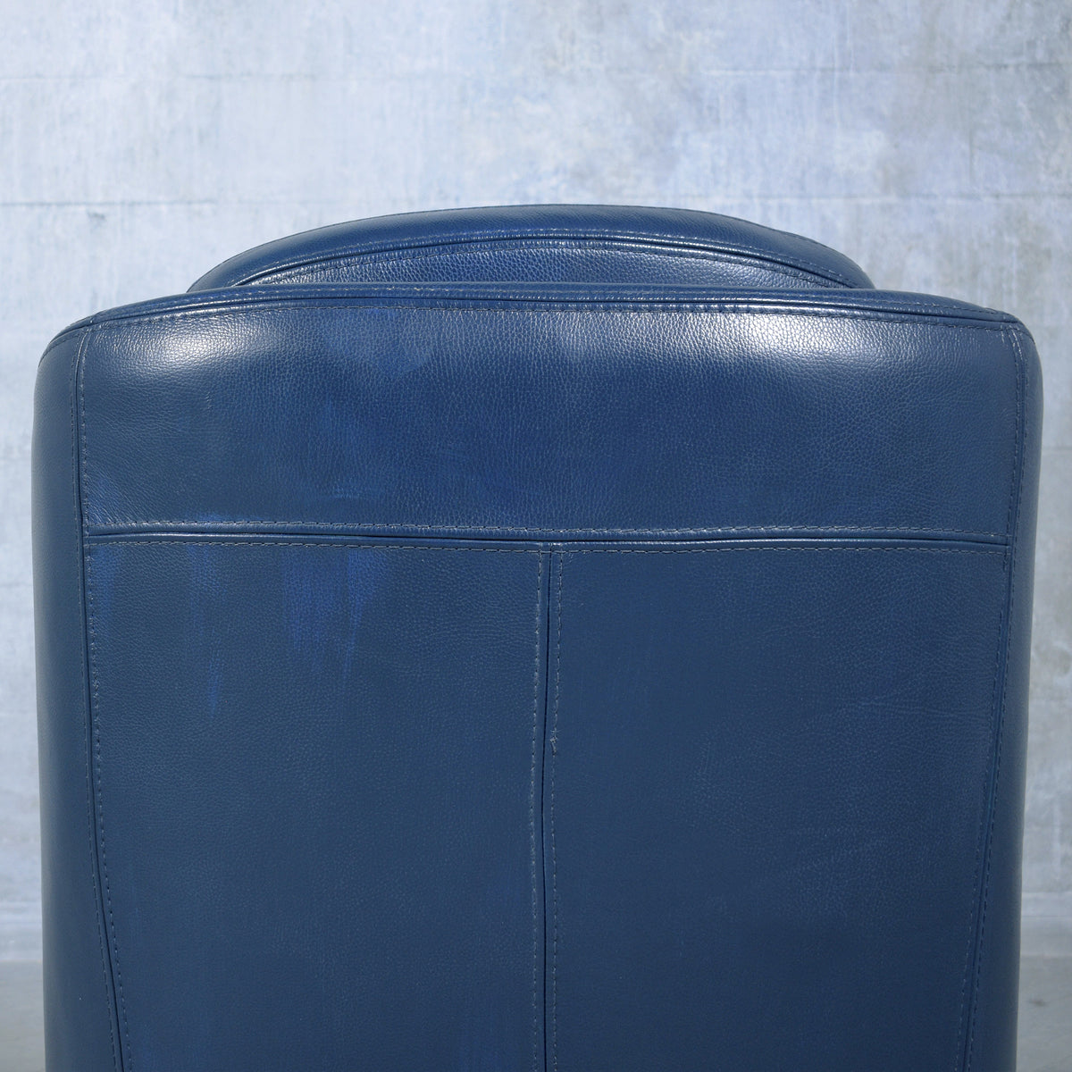 Vintage French Navy Blue Leather Lounge Chairs