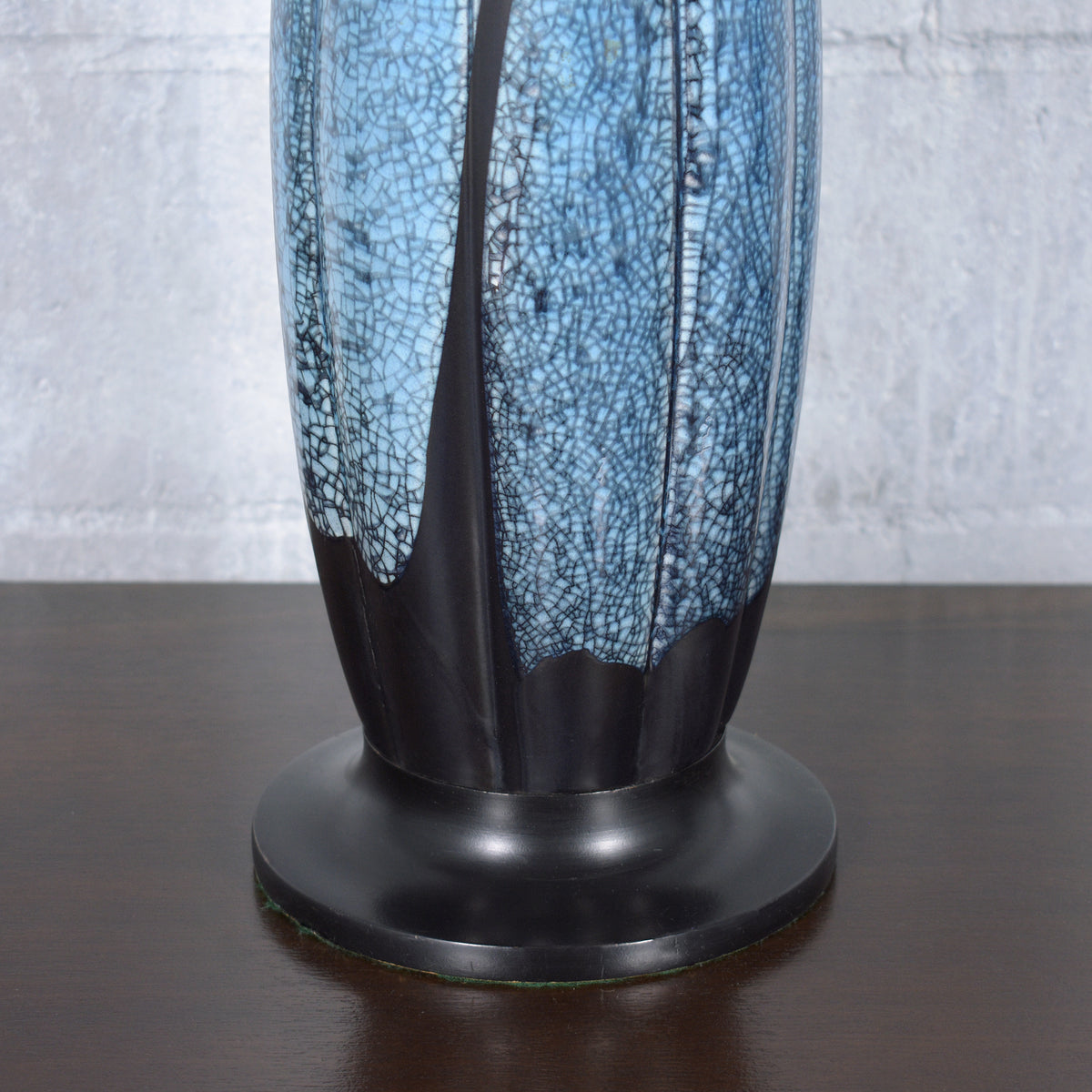 Restored Mid-Century Porcelain Tall Table Lamps in Blue and Black - a Pair