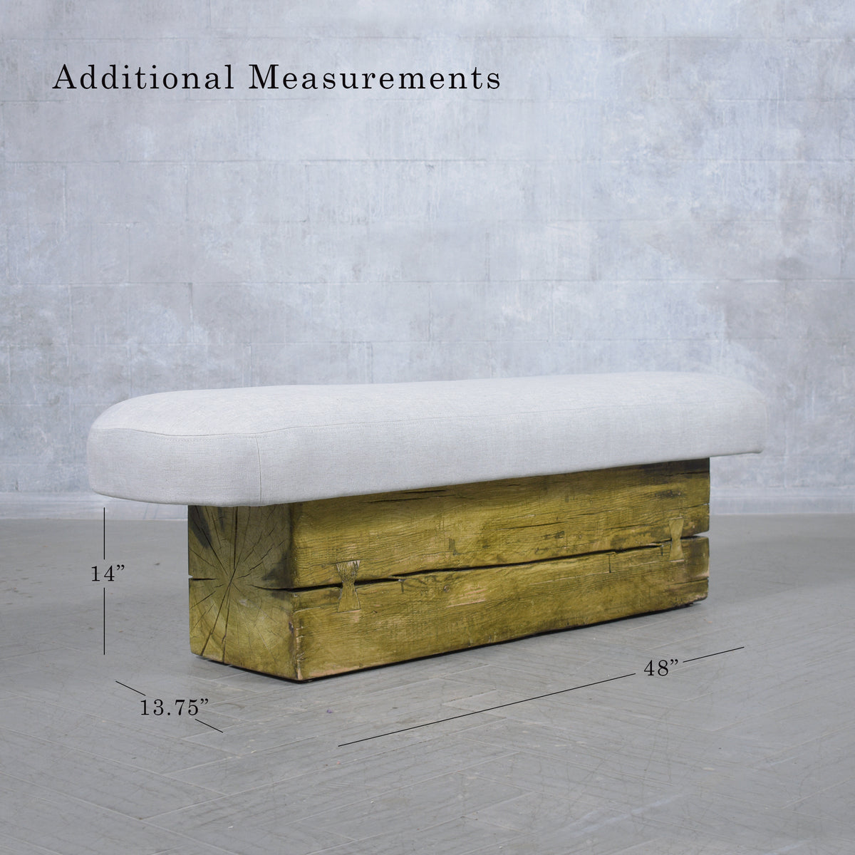 Restored Modern Slab Bench with Cushion