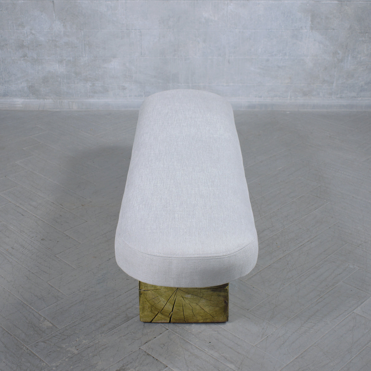 Restored Modern Slab Bench with Cushion