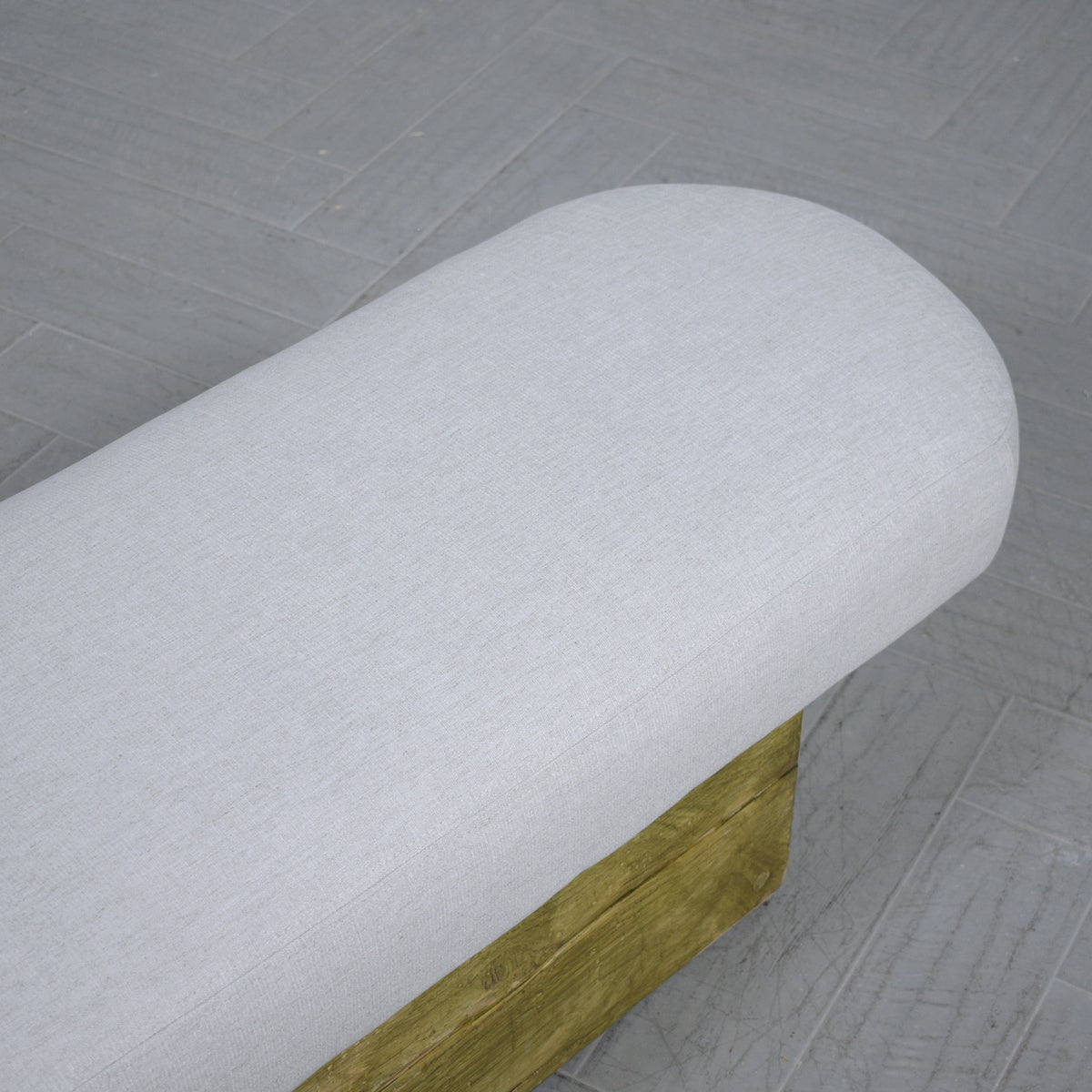 Restored Modern Slab Bench with Cushion