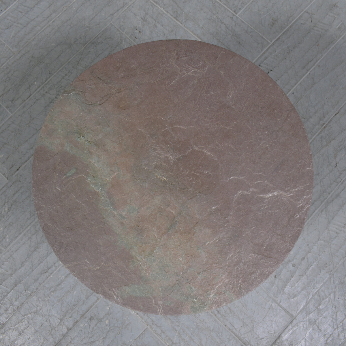 Vintage Regency-Style Round Side Table with Grey Marble Top & Brass Accents