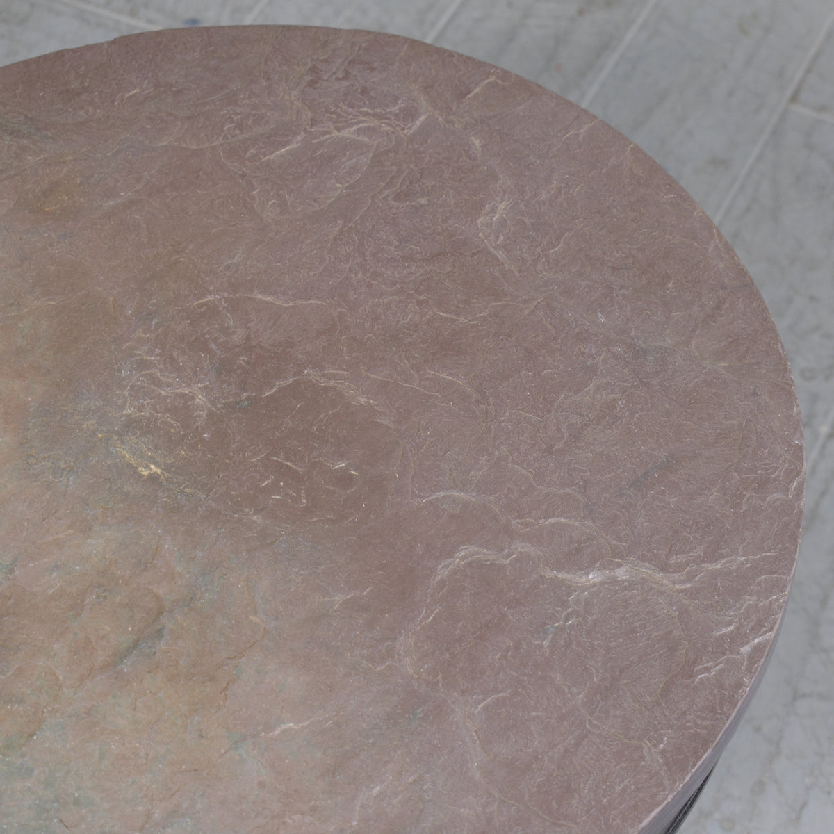Vintage Regency-Style Round Side Table with Grey Marble Top & Brass Accents