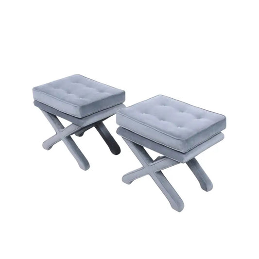 Vintage Velvet Tufted Benches: Elegant Comfort with Stylish X-Shaped Base