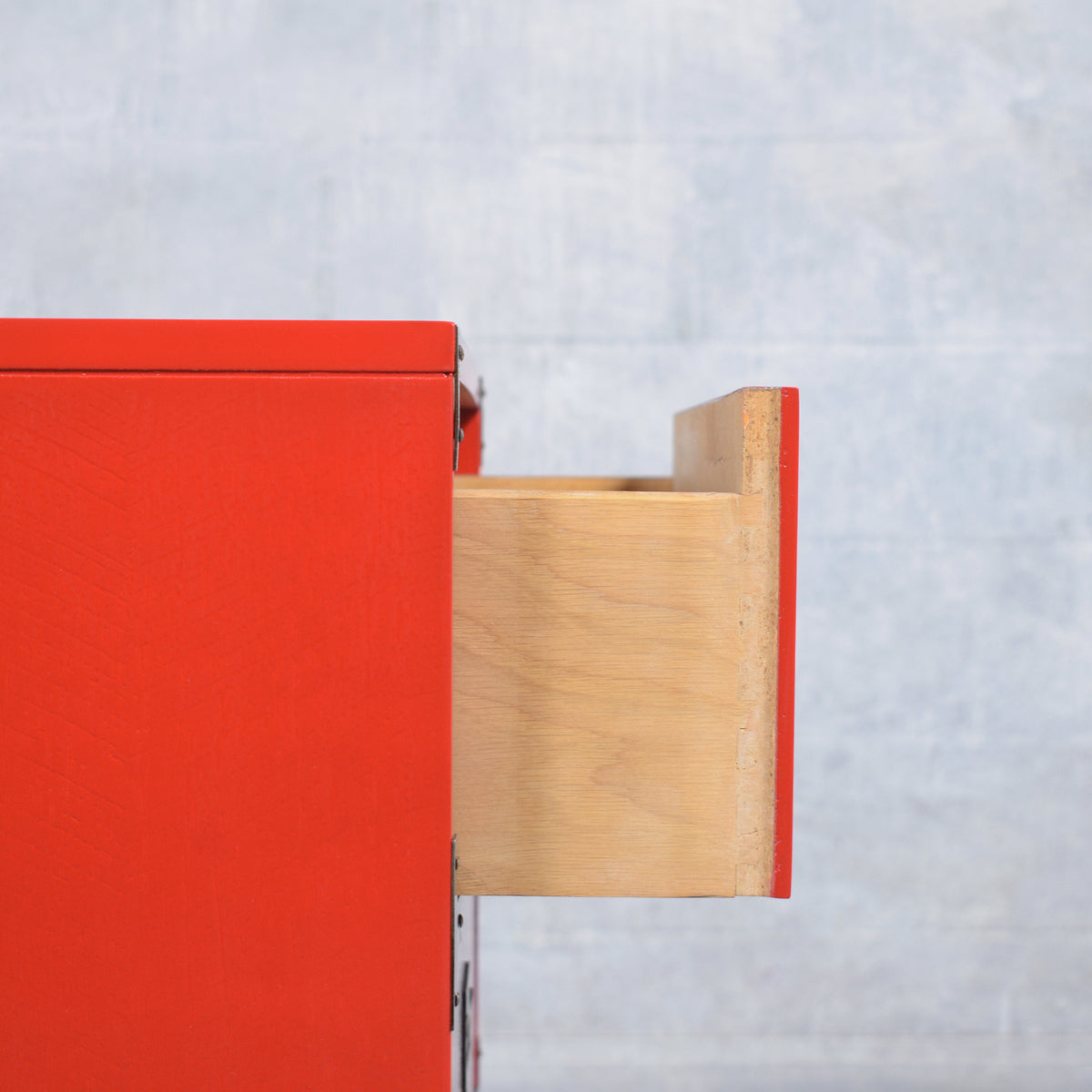Vintage Modern Campaign-Style Chest of Drawers in Custom Red Finish