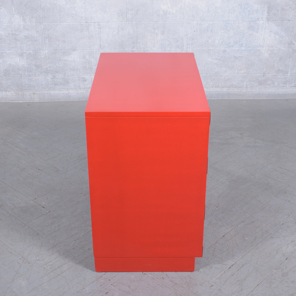 Vintage Modern Campaign-Style Chest of Drawers in Custom Red Finish
