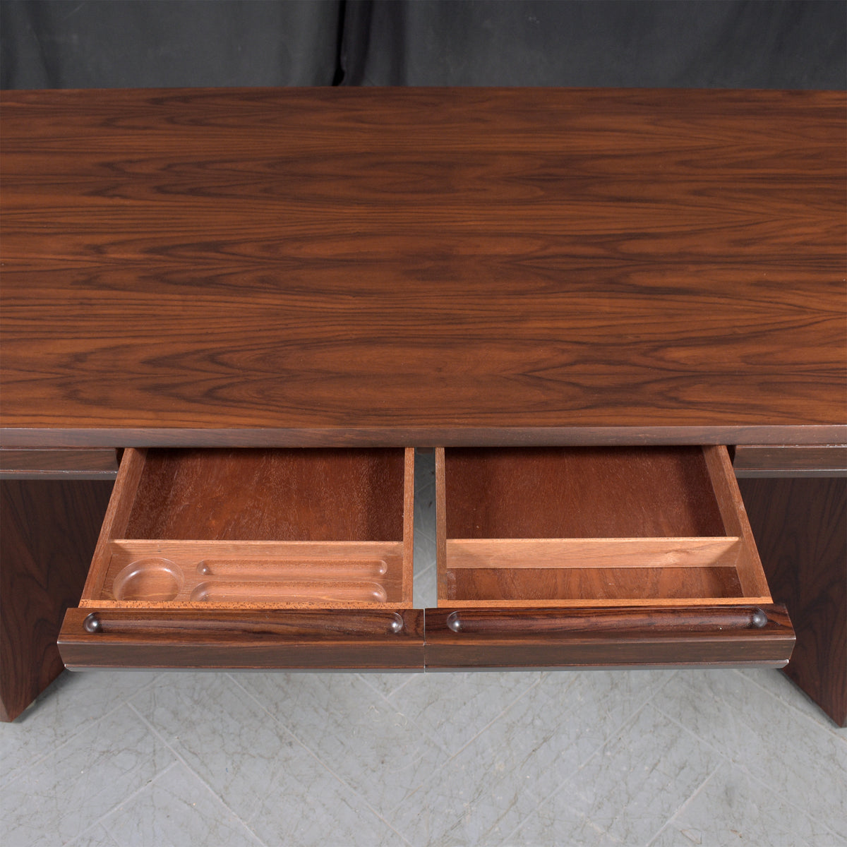Restored 1960s Rosewood Executive Desk with Satin Lacquer Finish