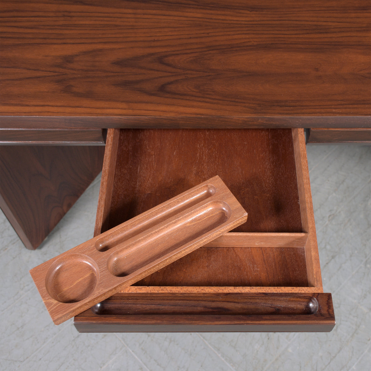 Restored 1960s Rosewood Executive Desk with Satin Lacquer Finish