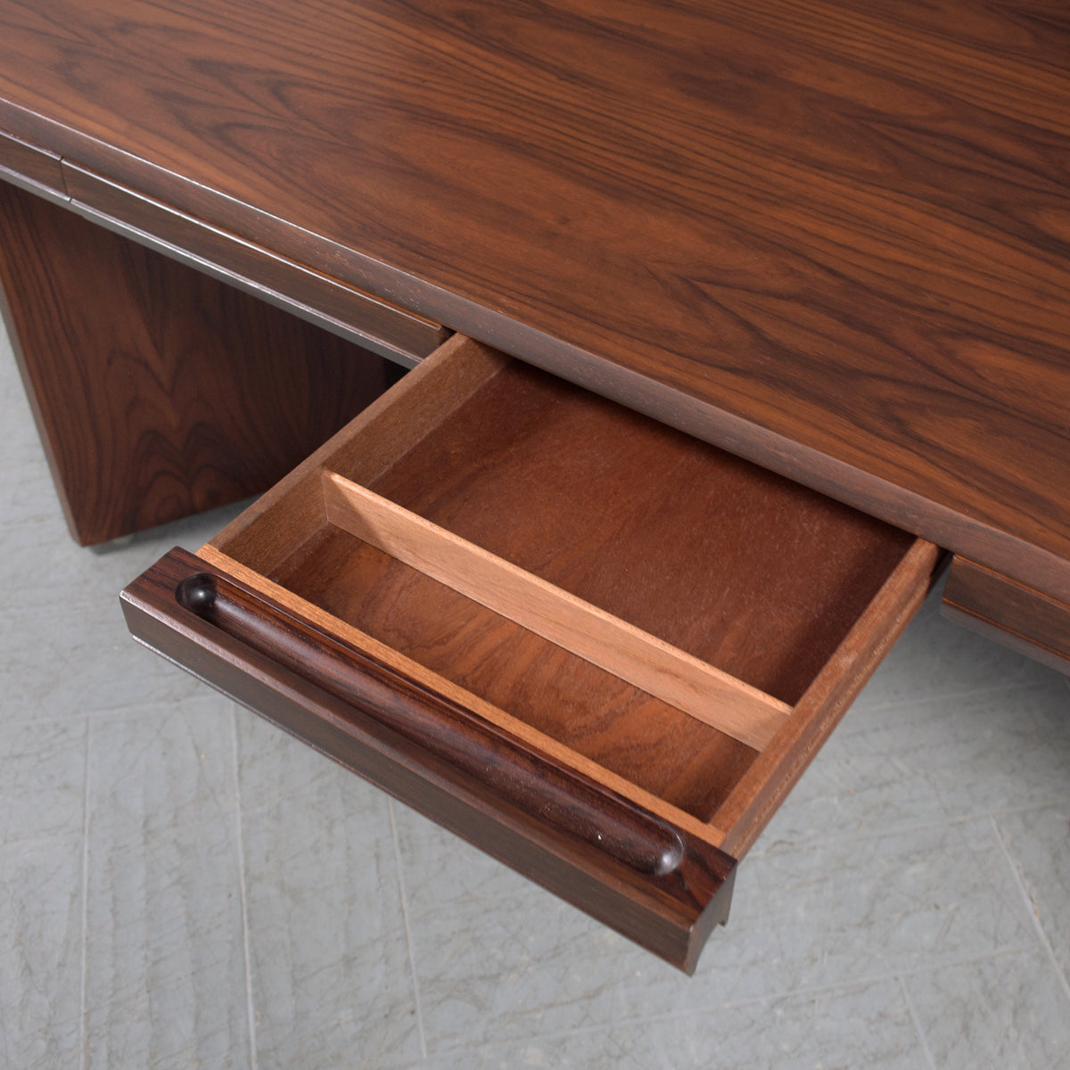 Restored 1960s Rosewood Executive Desk with Satin Lacquer Finish