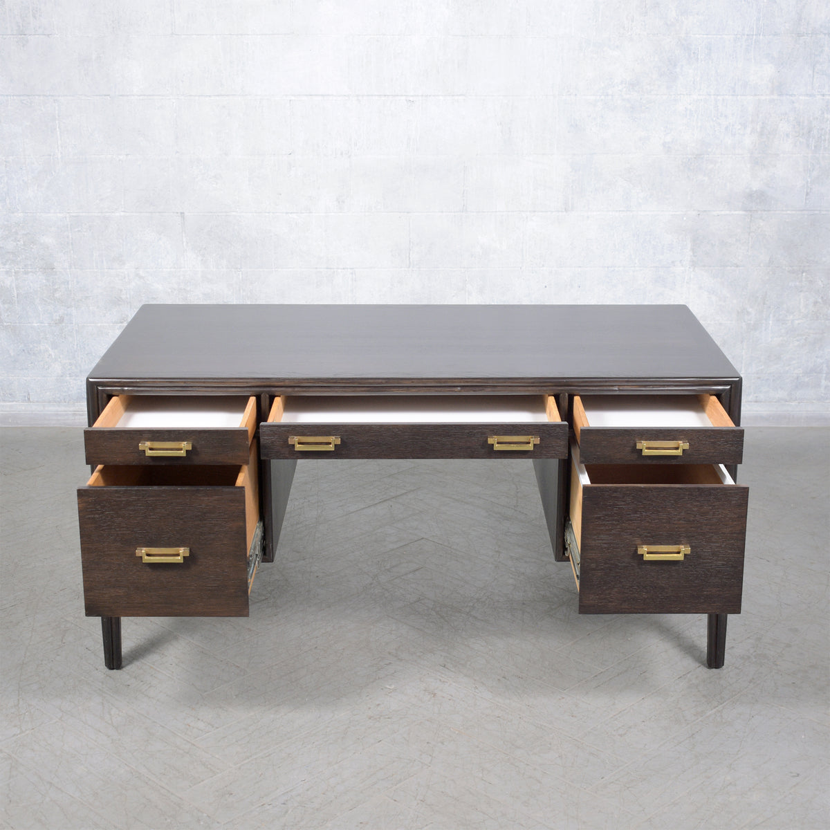 Vintage Dark Brown Mid Century Modern Desk