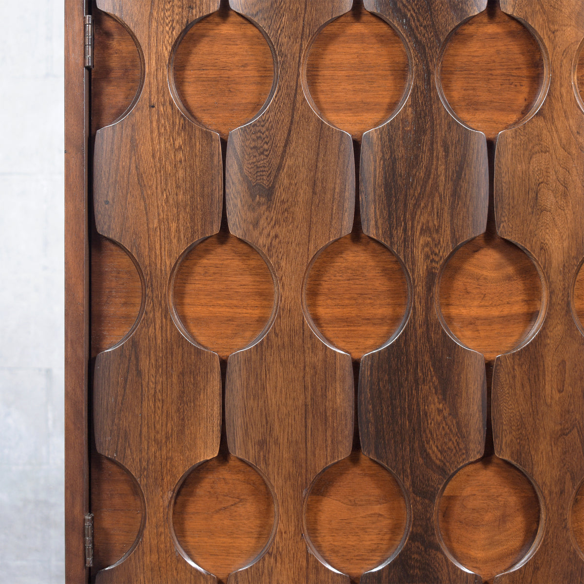 Vintage 1960s Walnut Chest of Drawers with Sculptured Doors