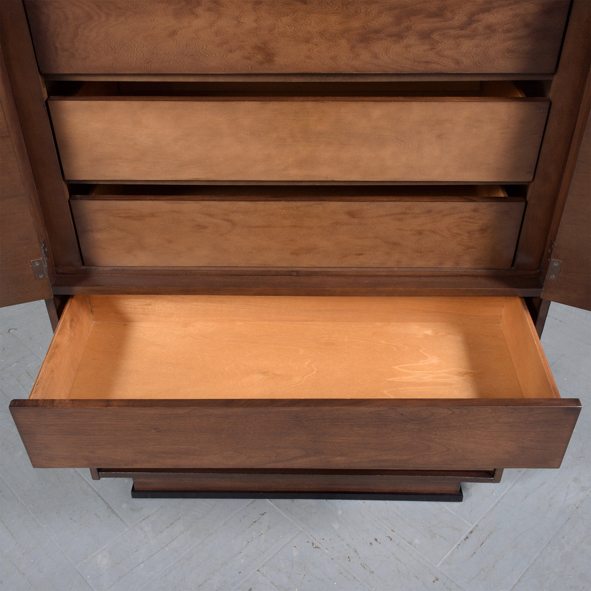 Vintage 1960s Walnut Chest of Drawers with Sculptured Doors