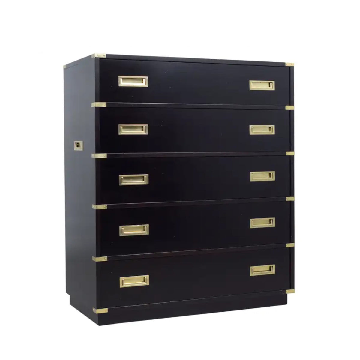 1940s Ebonized Campaign Mahogany Chest of Drawers