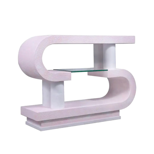 Restored Mid-Century Modern Bookcase in Custom Pink & White