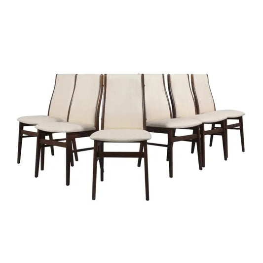 Restored Danish Modern Teak Dining Chairs: Sleek Elegance & Comfort