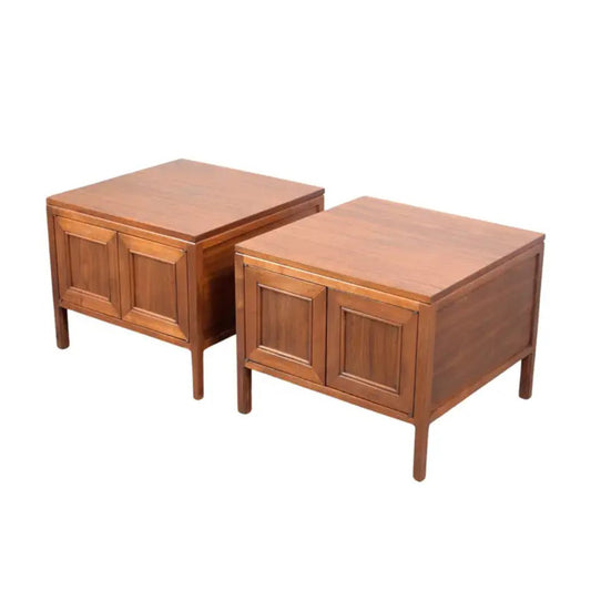 Restored Mid-Century Modern Walnut Nightstands with Storage