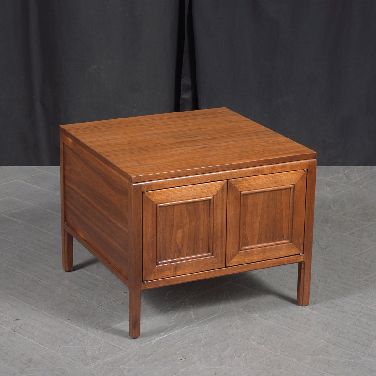Restored Mid-Century Modern Walnut Nightstands with Storage