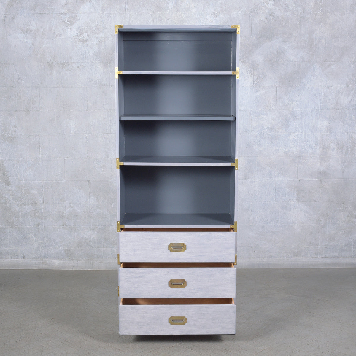 Stunning Vintage 1960s Campaign Style Bookshelf