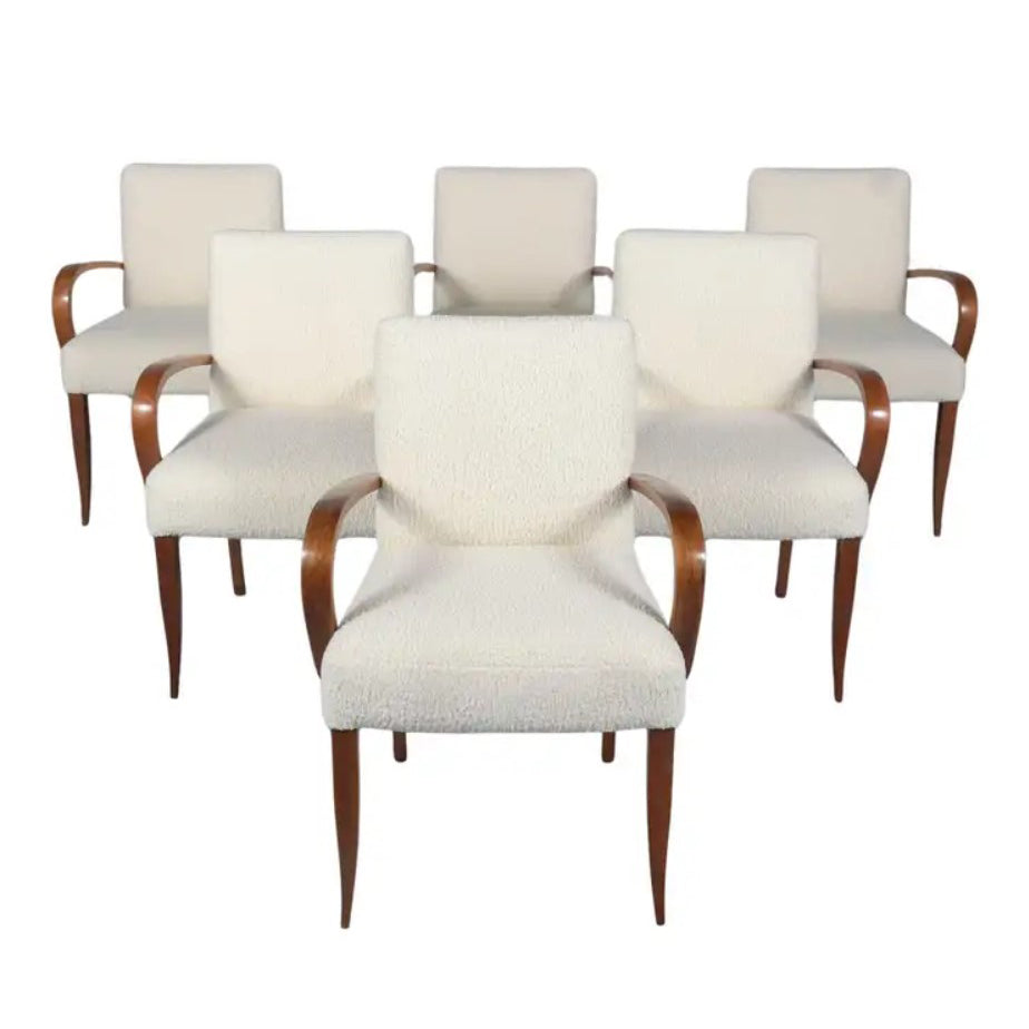 Set of 6 Mid-Century Modern Walnut Armchairs: Restored Elegance
