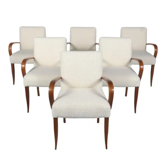 Set of 6 Mid-Century Modern Walnut Armchairs: Restored Elegance