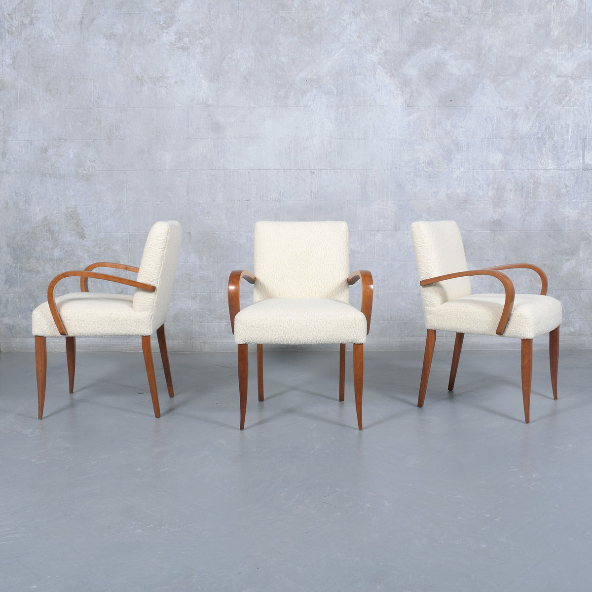 Set of 6 Mid-Century Modern Walnut Armchairs: Restored Elegance