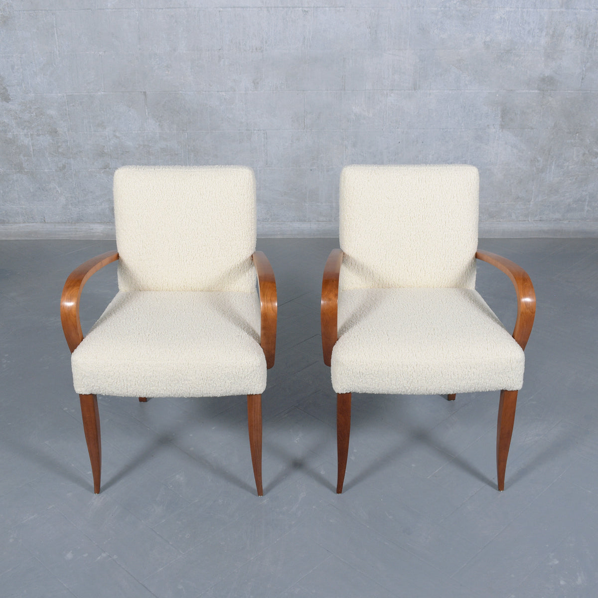 Set of 6 Mid-Century Modern Walnut Armchairs: Restored Elegance