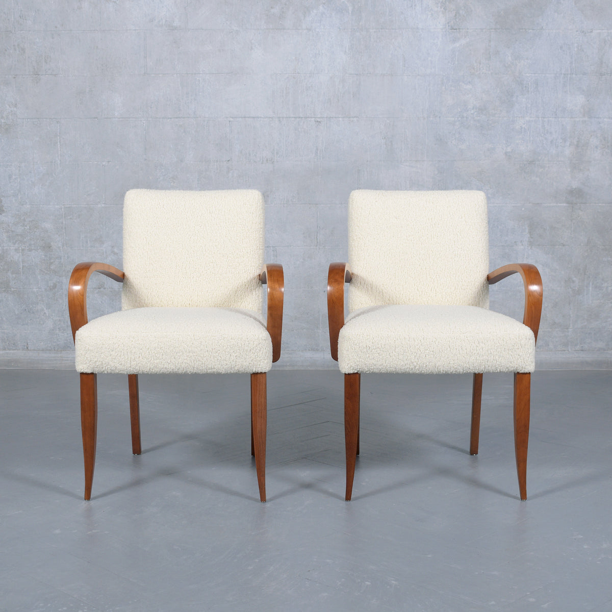 Set of 6 Mid-Century Modern Walnut Armchairs: Restored Elegance