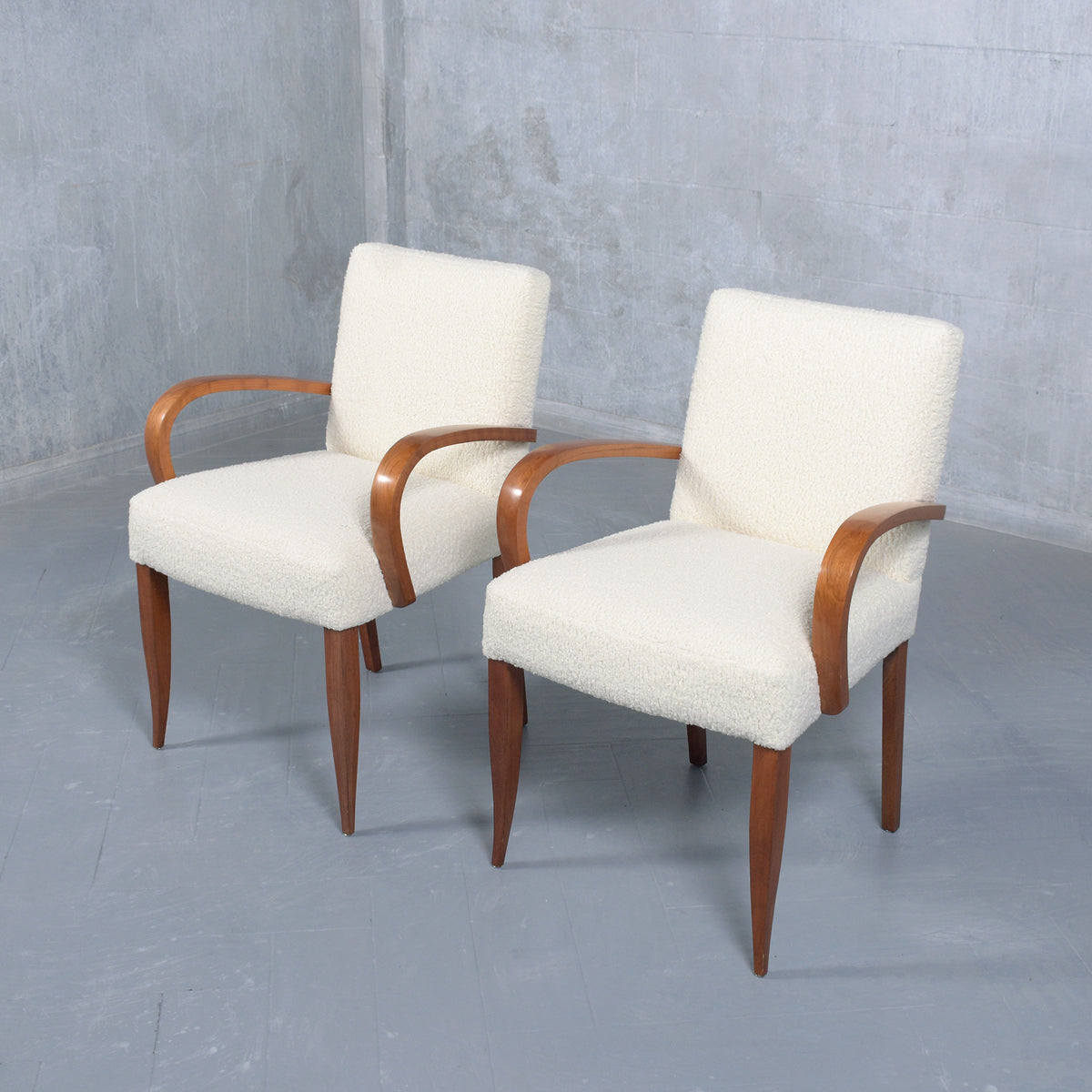 Set of 6 Mid-Century Modern Walnut Armchairs: Restored Elegance