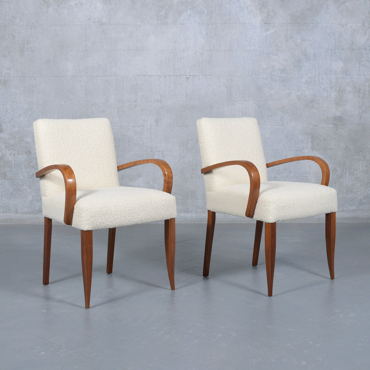 Set of 6 Mid-Century Modern Walnut Armchairs: Restored Elegance