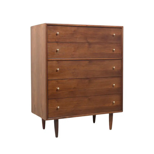 Vintage 1960s Danish Modern Tall Dresser in Mahogany with Original Brass Pulls