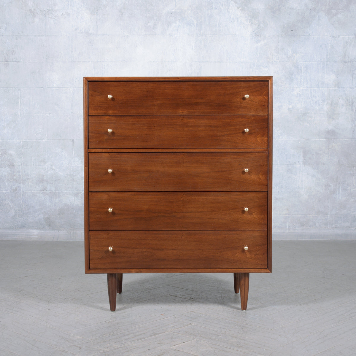 Vintage 1960s Danish Modern Tall Dresser in Mahogany with Original Brass Pulls