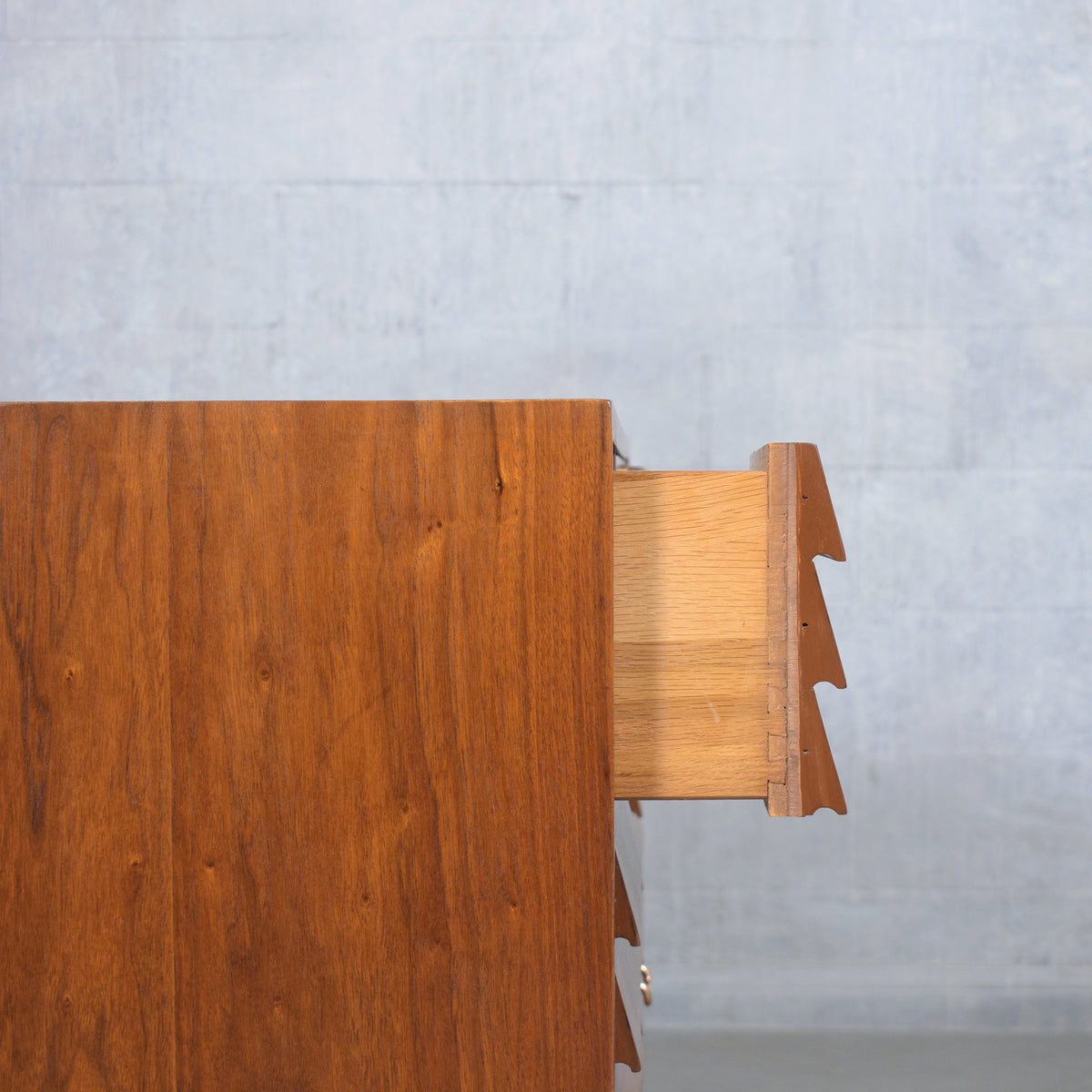 Vintage Mid-Century Modern Walnut Dresser with Brass Accents - Restored Elegance